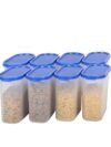 HOMETALES - Grocery/Food/Pasta Plastic Navy Blue Dal Container ( Set of 8 )