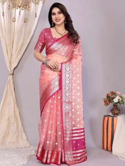 Mandara Geometric Woven Design Designer Banarasi Saree