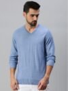98 Degree North - Light Blue Woollen Blend Men's Pullover Sweater ( Pack of 1 )