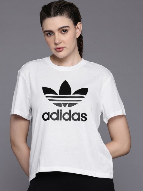 ADIDAS Originals Brand Logo Printed Drop-Shoulder Sleeves Trfl Boxy T-Shirt