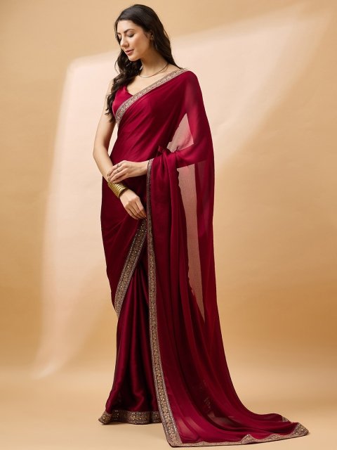 all about you Embroidered Satin Saree - Image 2