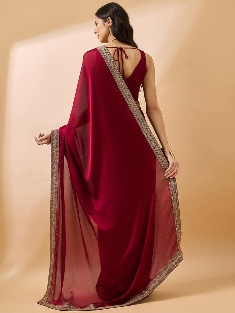 all about you Embroidered Satin Saree - Image 3
