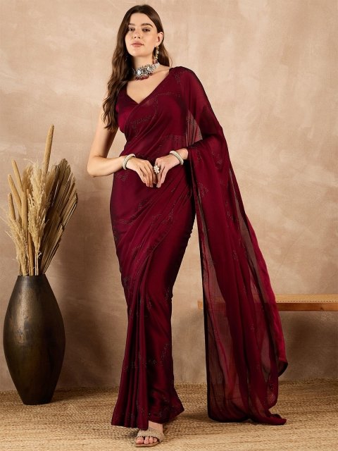 all about you Satin Designer Saree - Image 2