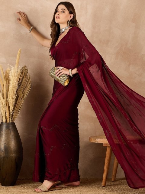all about you Satin Designer Saree - Image 4