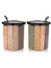 Analog Kitchenware Dal/Pasta/Grocery PET Black Multi-Purpose Container ( Set of 2 )