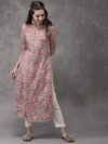 Anouk Women Pink Printed Straight Kurta
