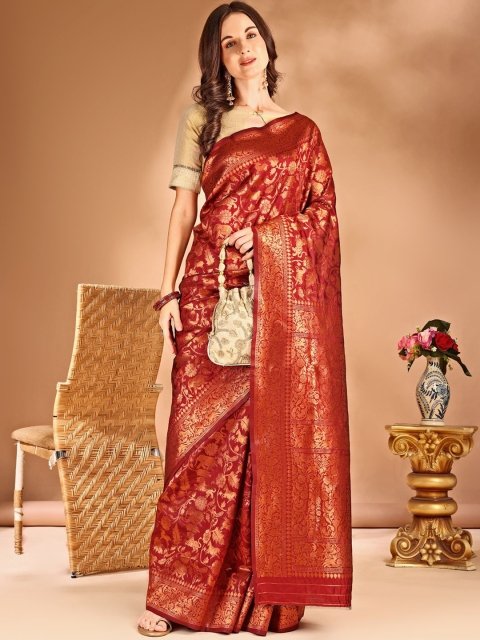 Mandara Woven Design Zari Banarasi Saree