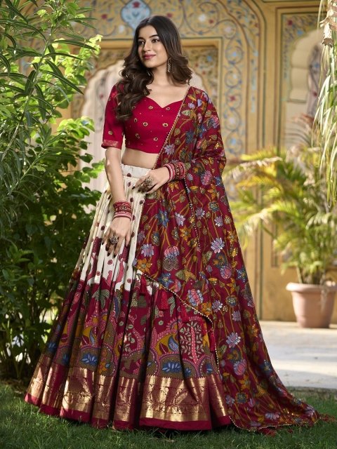 Nakshatra Floral Printed Art Silk Ready to Wear Lehenga & Unstitched Blouse With Dupatta