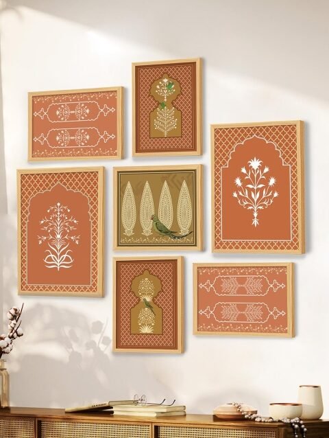 Art Street Brown & Green 7 Pieces Floral and Botanical Wooden Wall Arts