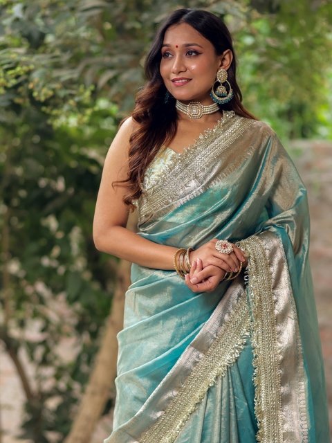 Banarasi Kargha Zari Tissue Handloom Banarasi Saree - Image 4