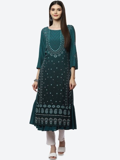 Nakshtra Women Blue Ethnic Motifs Ethnic Printed Layered Kurta