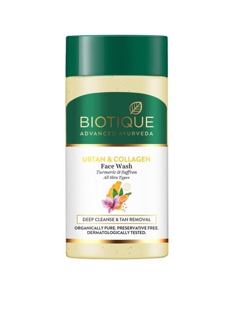 Biotique Ubtan & Collagen Tan Removal Face Wash with Turmeric & Saffron - 25 ml