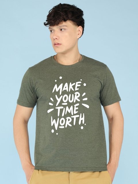 New BATTLER Men Typography Printed Round Neck Cotton T-shirt