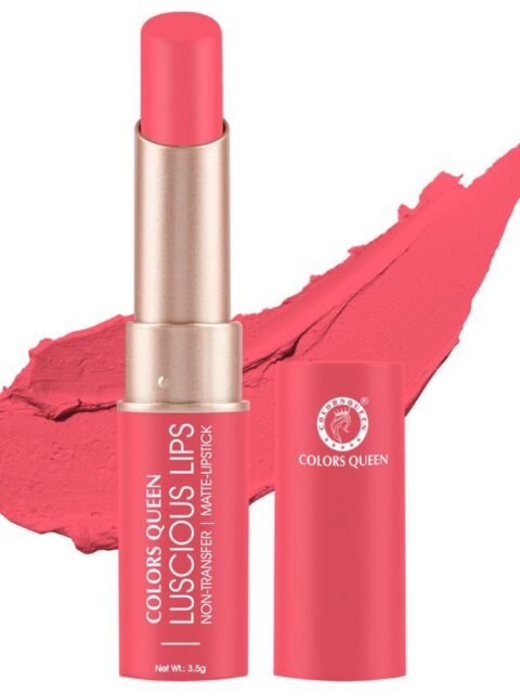 Colors Queen Luscious Lips Non Transfer Matte Lipstick, Highly Pigmented Long Lasting Lipstick For Women (Rosy Sunday)