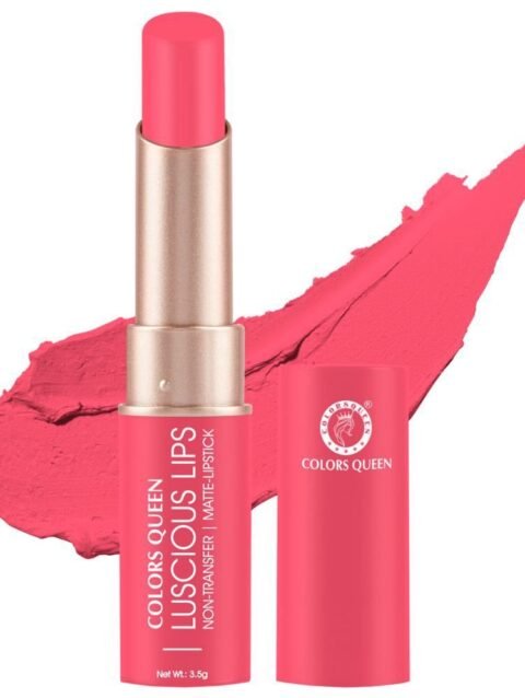 Colors Queen Luscious Lips Non Transfer Matte Lipstick, Highly Pigmented Long Lasting Lipstick For Women (Brink of Pink)