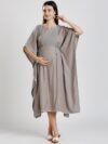 DUMMY SHAPE Striped Embroidered Maternity Kaftan Dress