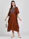DUMMY SHAPE Striped Thread Work Maternity Kaftan Ethnic Dress