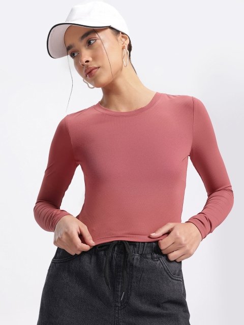 glitchez Self-Design Fitted Crop Top