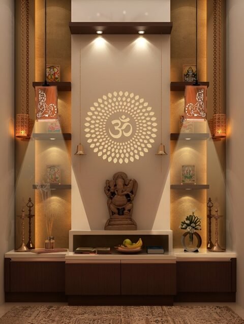 Gojeeva Brown Rectangle Textured Wooden Traditional Ceiling Lamp
