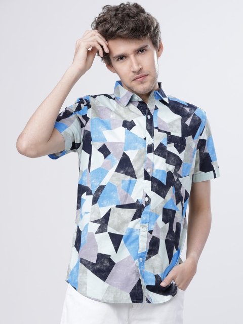 New Men Blue Slim Fit Checked Casual Shirt
