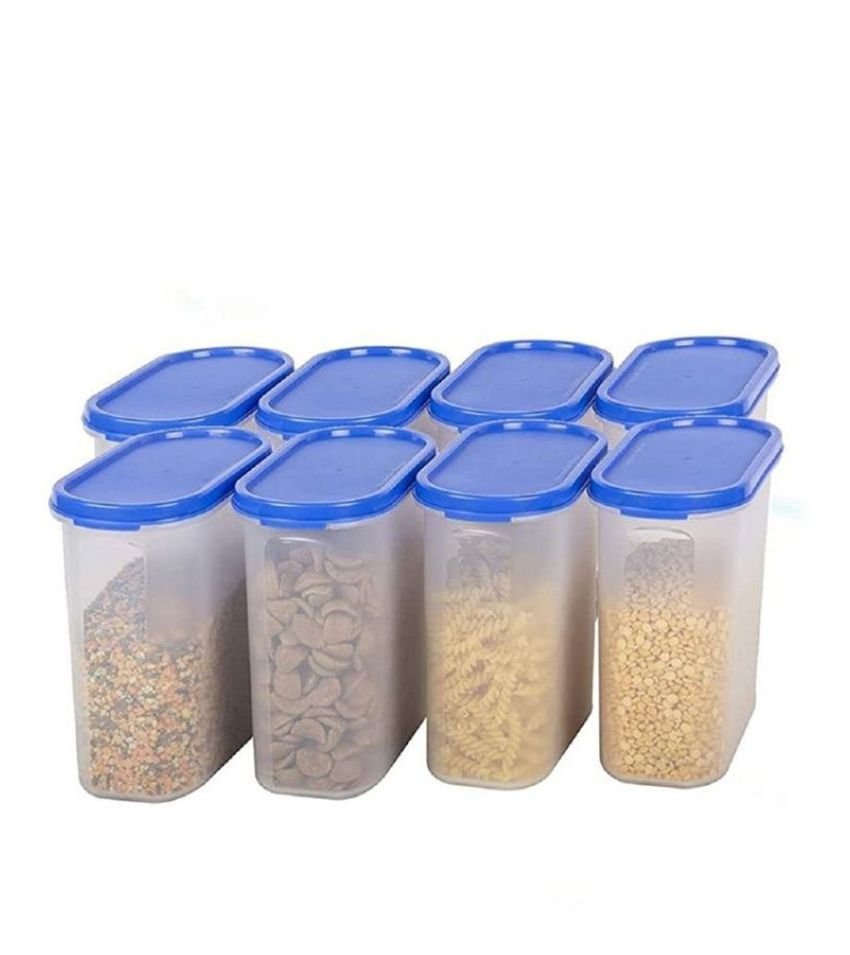 HOMETALES - Grocery/Food/Pasta Plastic Navy Blue Dal Container ( Set of 8 )
