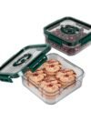 HOMETALES Polycarbonate Green Food Container ( Set of 2 )
