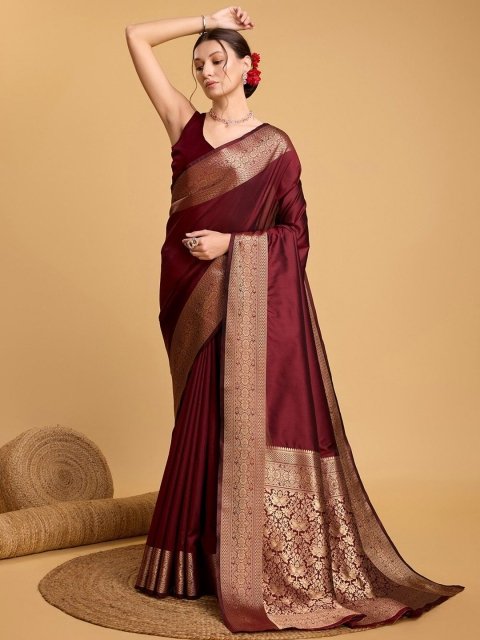 House Of Pataudi Art Silk Woven Design Zari Kanjivaram Saree With Unstitched Blouse Piece