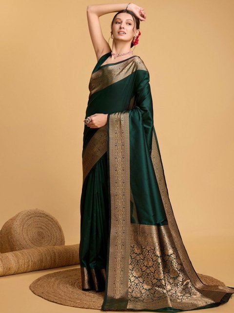 House Of Pataudi Art Silk Zari Kanjivaram Saree With Unstitched Blouse Piece - Image 2