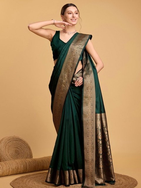House Of Pataudi Art Silk Zari Kanjivaram Saree With Unstitched Blouse Piece - Image 4
