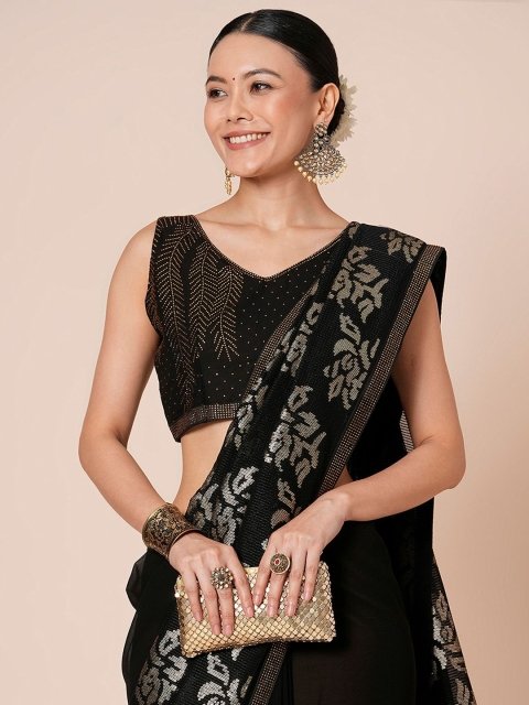 House of Pataudi Embellished Party Wear Saree With Blouse Piece