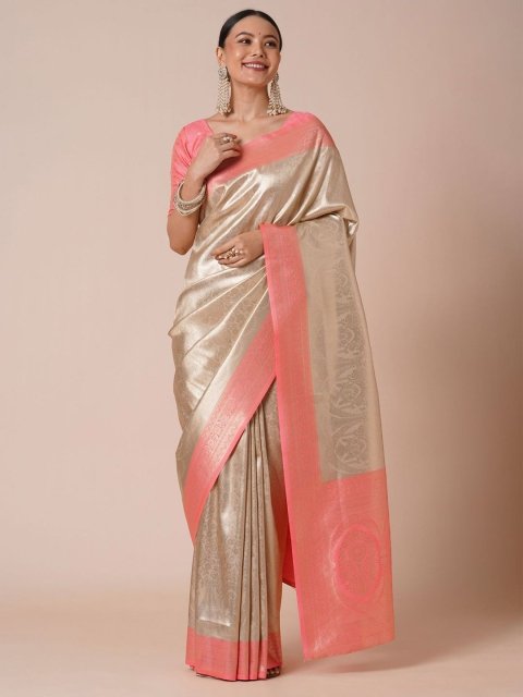 House of Pataudi Paisley Woven Design Kanjeevaram Silk Saree