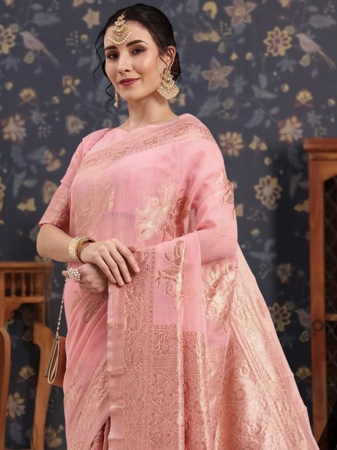 House of Pataudi Woven Design Banarasi Saree With Blouse Piece