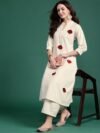 Indo Era Women Floral Embroidered Thread Work Pure Cotton Kurta with Palazzos