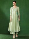 Jaipur Kurti Angrakha Style Cotton Flared Kurta With Palazzos