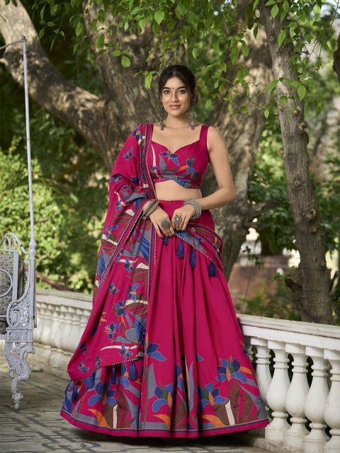 Nakshatra Printed Ready to Wear Art Silk Lehenga & Unstitched Blouse With Dupatta