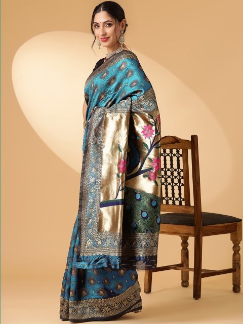 MANDARA Ethnic Motifs Zari Paithani Saree