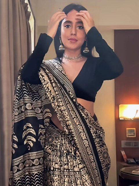 Mandara Kalamkari Printed Block Print Saree - Image 2