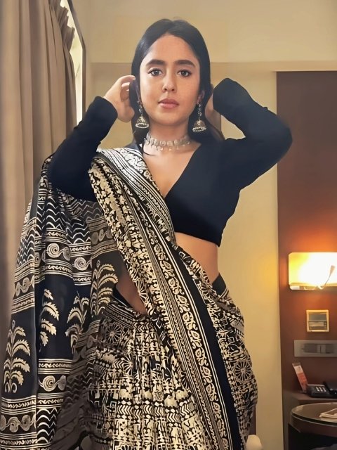 Mandara Kalamkari Printed Block Print Saree - Image 3