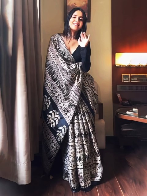 MANDARA Kalamkari Printed Block Print Saree