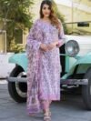MANDARA Women Purple Pure Cotton Kurta Sets
