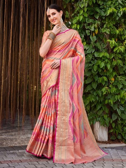 Mandara Women Silk Blend Woven Banarasi Saree With Blouse Piece - Image 2