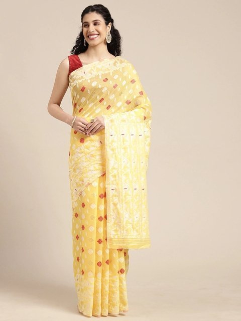 KALINI Women Yellow Sarees