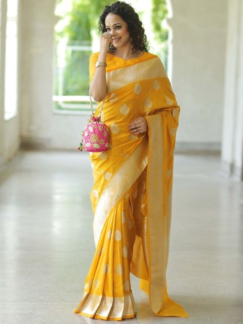 Mandara Woven Design Zari Banarasi Saree