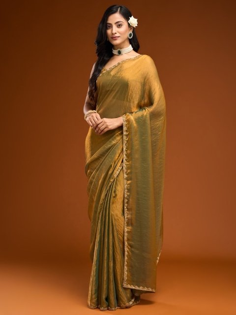 kasee Solid Beads and Stones Saree - Image 4