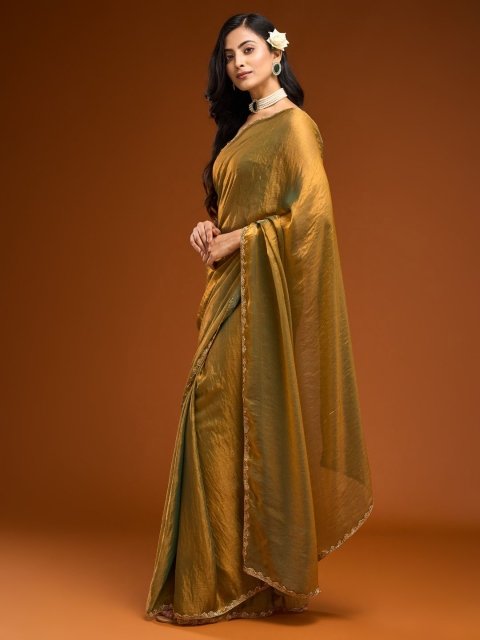 kasee Solid Beads and Stones Saree - Image 2