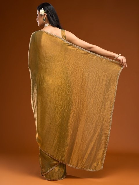 kasee Solid Beads and Stones Saree - Image 3