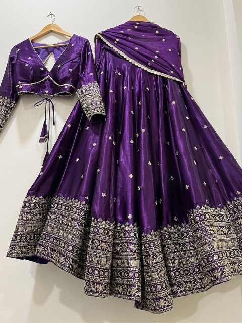 Nakshatra Fab Embroidered Thread Work Semi-Stitched Lehenga & Unstitched Blouse With Dupatta