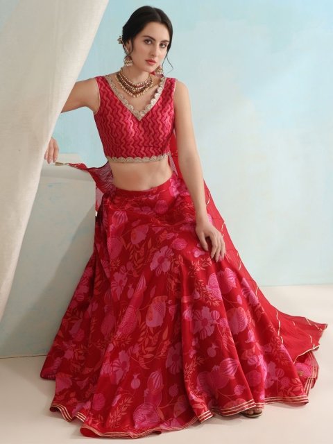 Khushal K Printed Ready To Wear Lehenga & Blouse With Dupatta