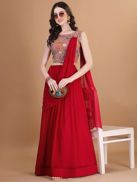 Kinjo Embroidered Thread Work Ready to Wear Lehenga & Blouse With Dupatta