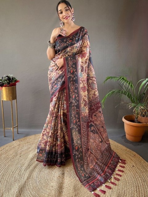 LeeliPeeri Designer Ethnic Motifs Digital Printing Cotton Saree